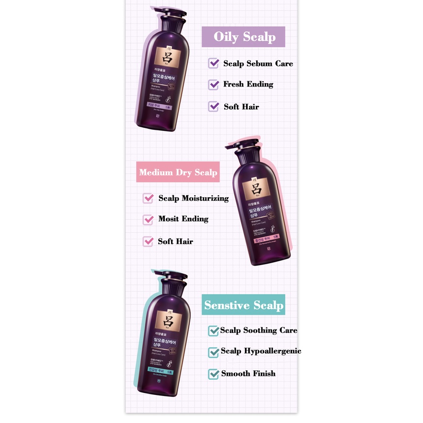 [Ready stok] Ryo Shampoo Hair Loss Care Shampoo Oily/Dry/Sensitive 400ml