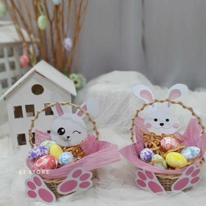 

Easter bunny eggs hampers basket dekorasi paskah hadiah anak lucu unik