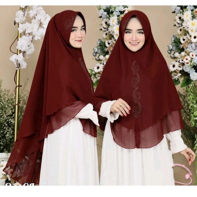 COD HIJAB INSTAN KHIMAR JUMBO ZAHIRA PAYET 2 LAYER JUMBO CERUTI TERMURAH