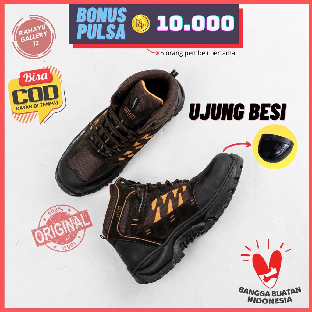 Sepatu Safety Pria Original Lavio Axel Ujung Besi Untuk Kerja Proyek Lapangan Industri Outdoor