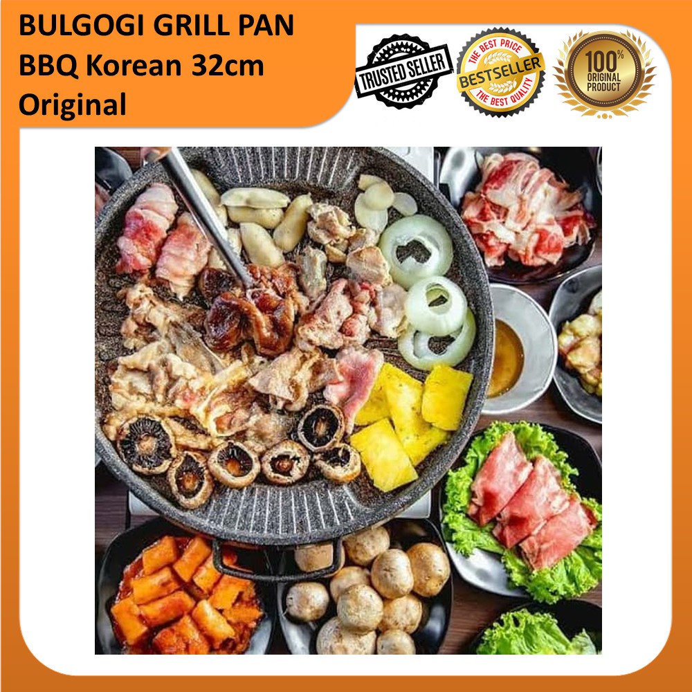 Suggo Bulgogi Grill Pan 32cm Alat Panggang Korea Anti Lengket Panci Wajan Pemanggang BBQ Pan