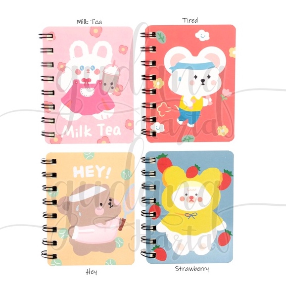 Notebook A7 Spiral Diet Animal Buku Mini Motif Rabit Bear GH 308511