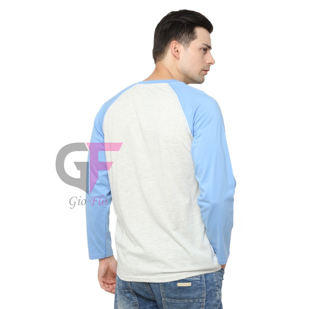 GIOFLO Kaos Polos 2 Warna Panjang Pria Putih Misty Biru Baby / PLS 96