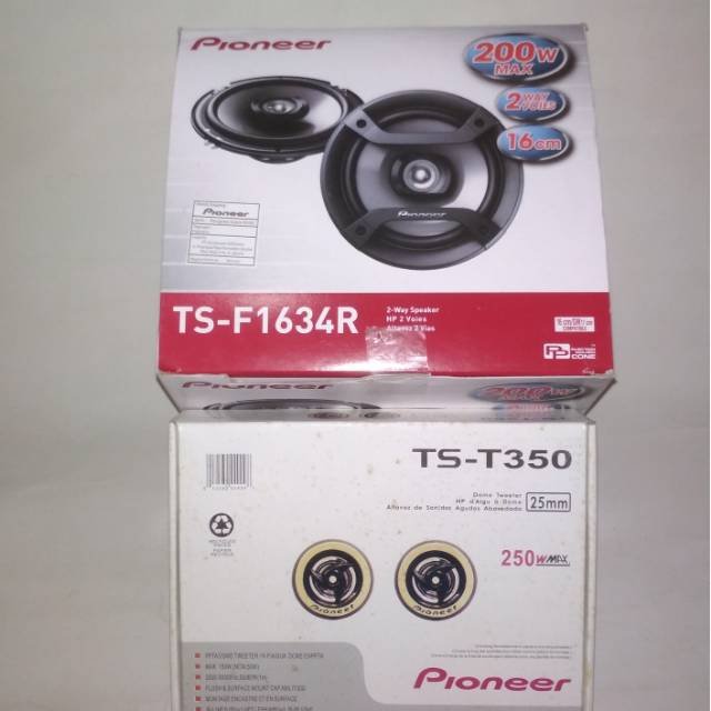 PAKET SPEAKER COAXIAL PIONEER TS-F1634R & TWEETER PIONEER TS T350 atau TWEETER XPLOD SONY
