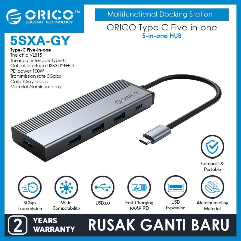 ORICO 5SXA 5 in 1 Type C Hub USB 3.0 PD