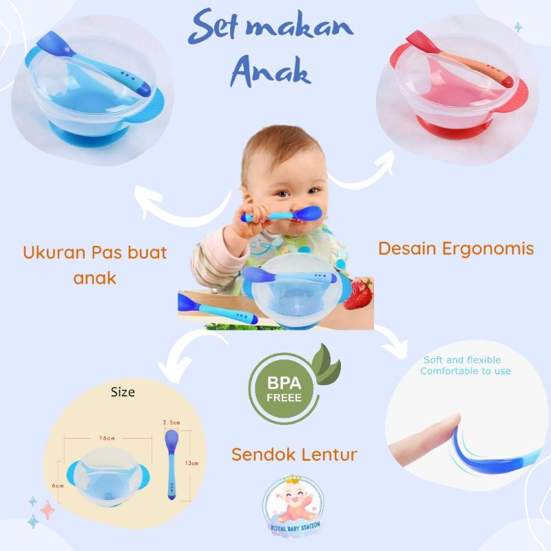 Mangkok Bayi Anti Tumpah Serbaguna Dengan Sendok