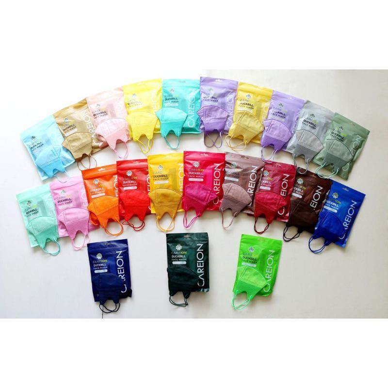 MASKER DUCKBILL CAREION 10 PCS - MASKER 4 PLY - BERBAGAI WARNA - MASKER DUCKBILL EMBOS GARIS