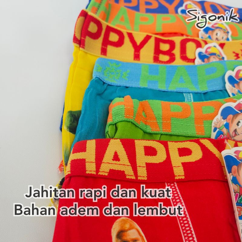 Boxer CD Celana Dalam Cowok Anak Laki-laki Ukuran M L XL Happy Boy SD TK Murah Adem Nyaman