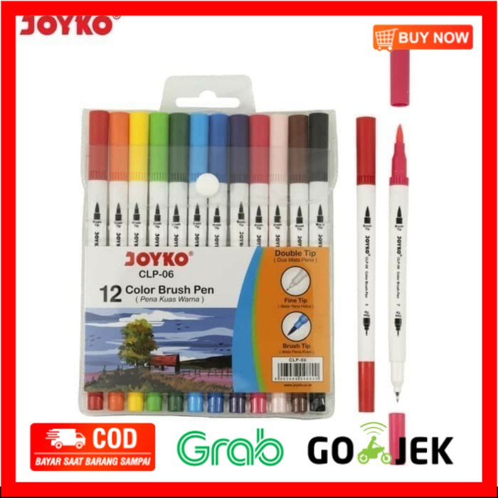 

(BISA COD) BRUSH PEN JOYKO CLP-06 - PENA KUAS 12 WARNA