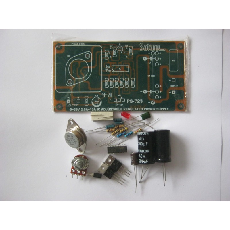 DIY PCB dan Komponen Adjustable Regulated Power Supply PS-723 2,5 A