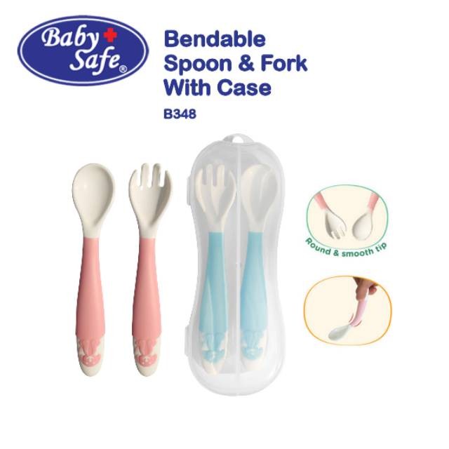 Baby Safe  Bendable Spoon &amp; Fork With Case Sendok Garpu Bayi