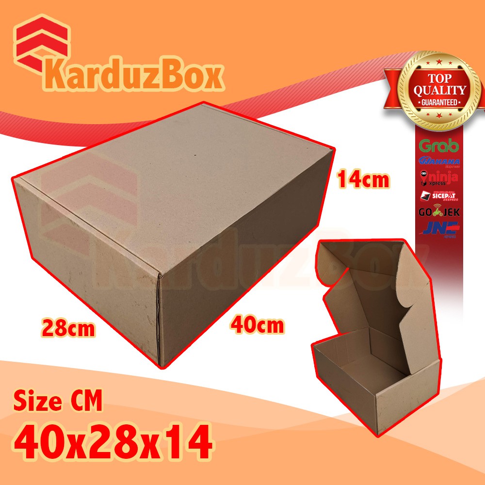 

40x28x14 kotak Kardus Packing Box Pizza, box hampers, box kado, kardus diecut polos model EARLOCK