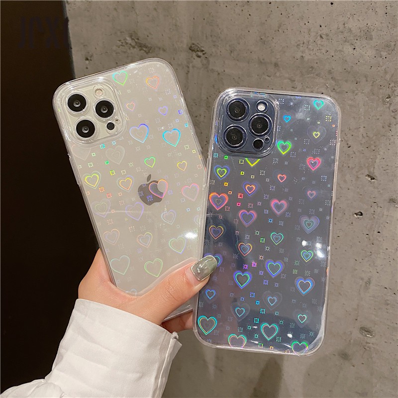 Gradient love case iphone 13 12 11 pro max X/Xs max XR 7/8plus transparent all-inclusive protection casing iphone