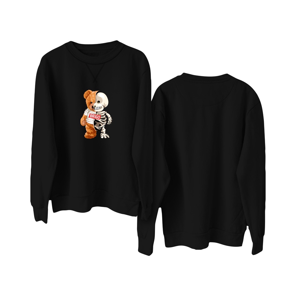 Sweater Crewneck BRIGO Sablon DTF Fleece Cotton || BRIGO Basic Sweatshirt Beruang 2muka M-XXL (Pria &amp; Wanita) Free stiker&amp;Gantungan Kunci