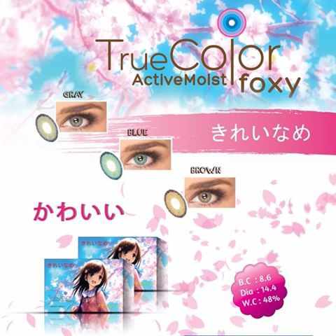 Softlens True Color Foxy DIA 14.40mm / Softlense Soflens TrueColor Foxi Active Moist NORMAL/Lensa  Kontak/BS