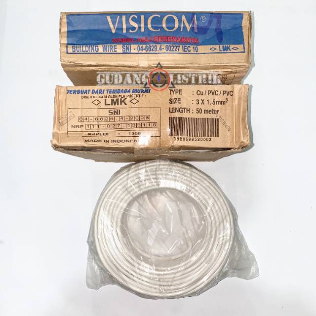 Kabel Listrik Standar PLN NYM 3x1.5 VISICOM 50 Meter