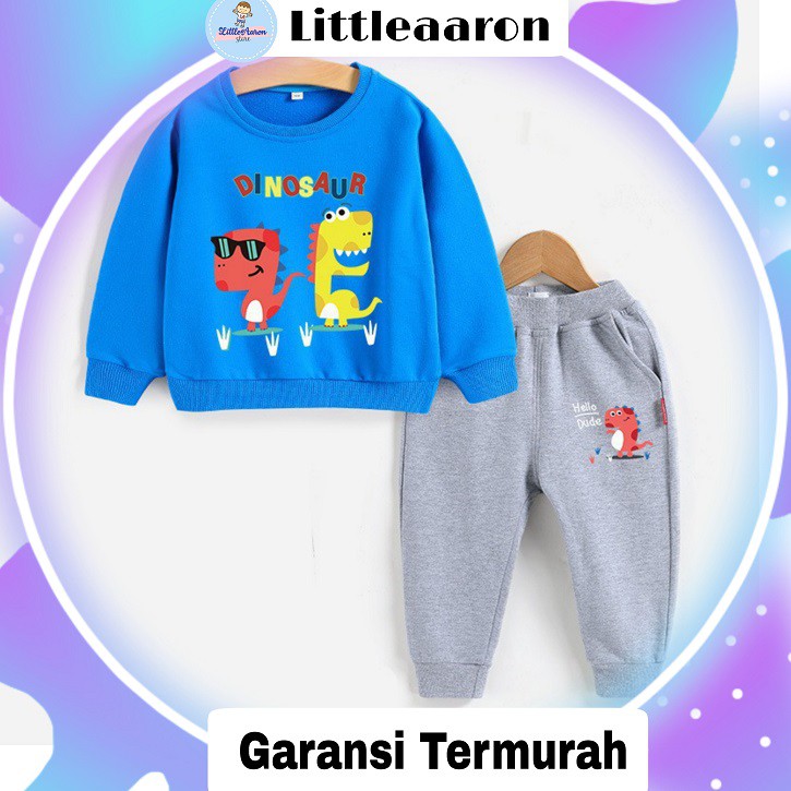 LittleAaron PASSWORD DINO DUDE Setelan Sweater 1 - 7 Tahun Baju Anak Berkualitas