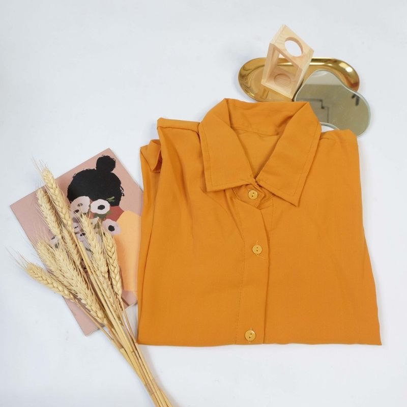 KEMEJA POLOS TANGAN SKODER | BAJU KANTOR PUTIH HITAM | KEMEJA FORMAL| ATASAN WANITA LENGAN PANJANG-Mustrad 27