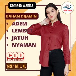 Baju Kemeja Hem Cewek Cewe Remaja Wanita Perempuan Lengan Panjang Terbaru 2021 Kekinian Polos Casual