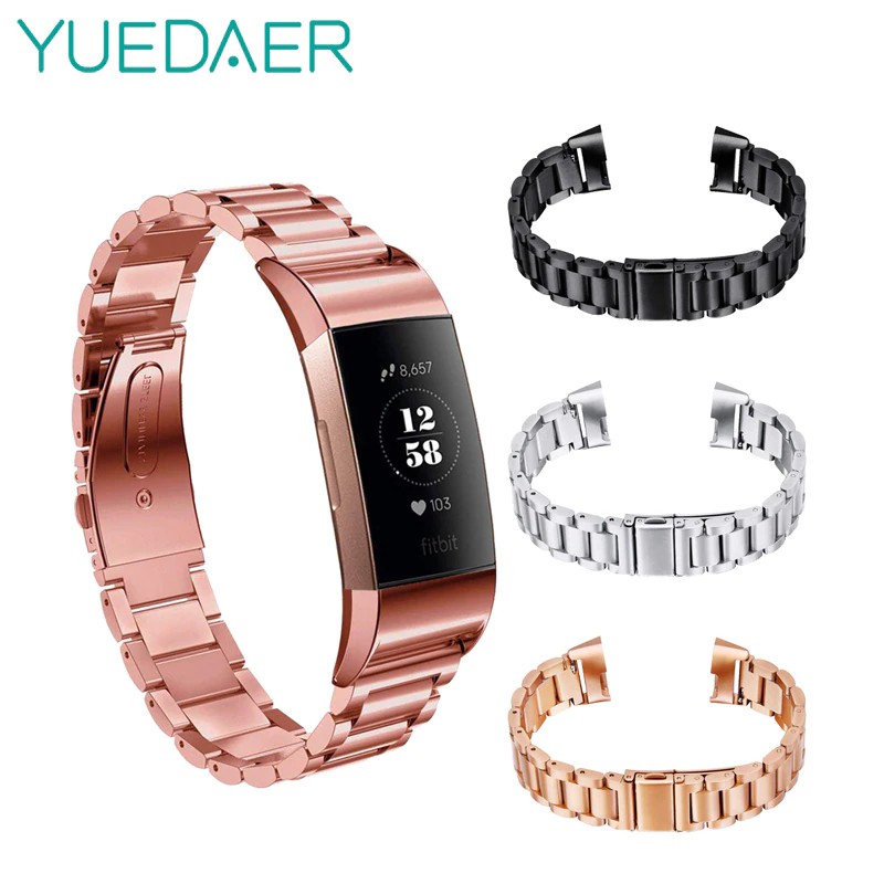 Yuedaer Logam Fitbit Charge 3 Band Strap untuk Fitbit Charge 3 Smart Gelang Pengganti Katapel