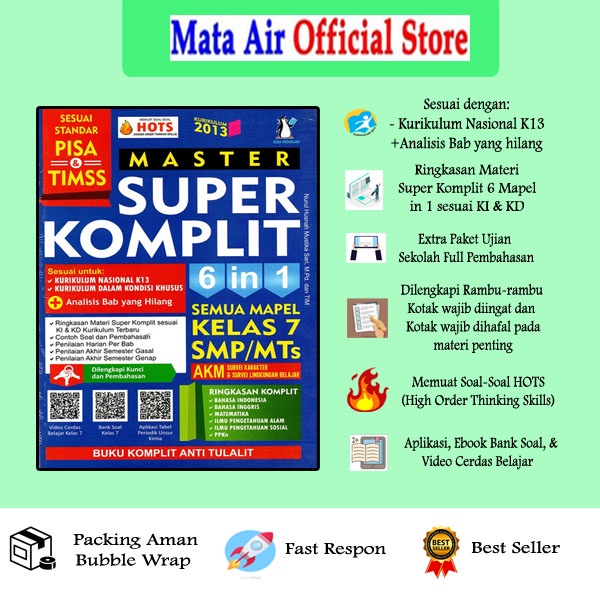 

ORIGINAL BEST SELLER MASTER SUPER KOMPLIT 6IN1 SEMUA MAPEL KELAS 7 SMP/MTs - EDU PENGUIN