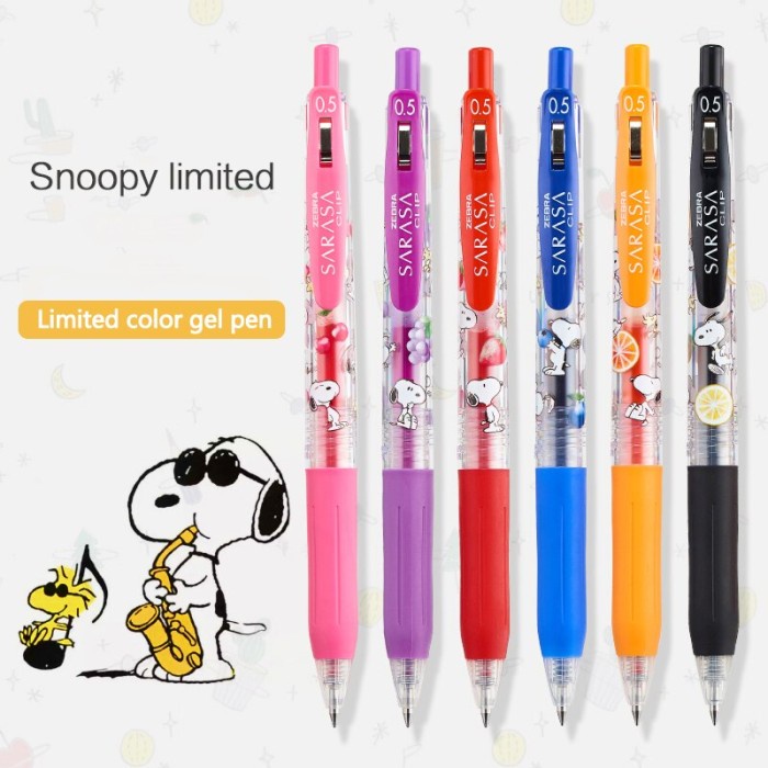 

Dijual Zebra Sarasa Snoopy Fruity Version Limited Edition Promo