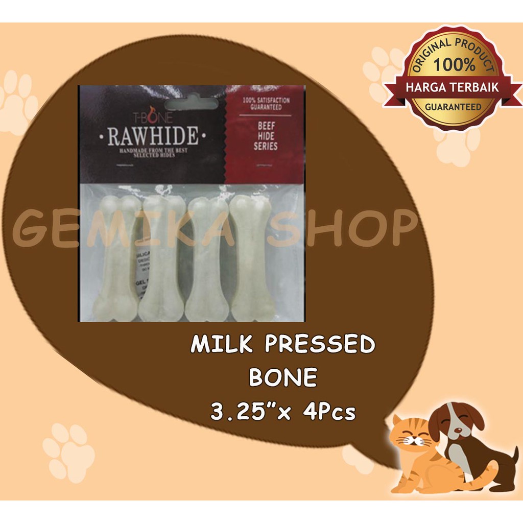 SNACK ANJING TBONE RAWHIDE MILK PRESSED BONE 3&quot; ISI 4 PCS/ DOG FOOD