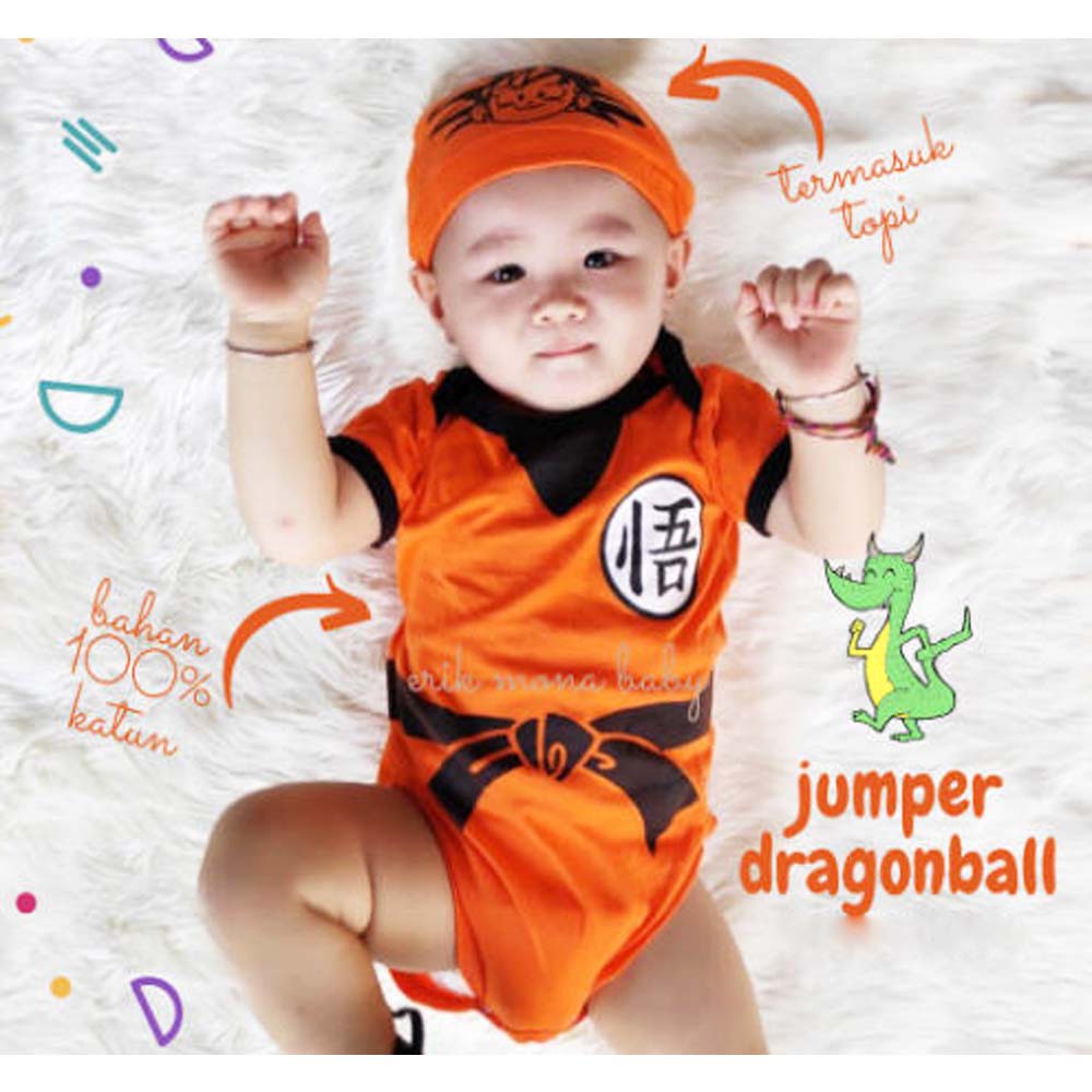 Jumper Bayi Lucu Jumper Kostum Karakter Bayi Dragon Ball