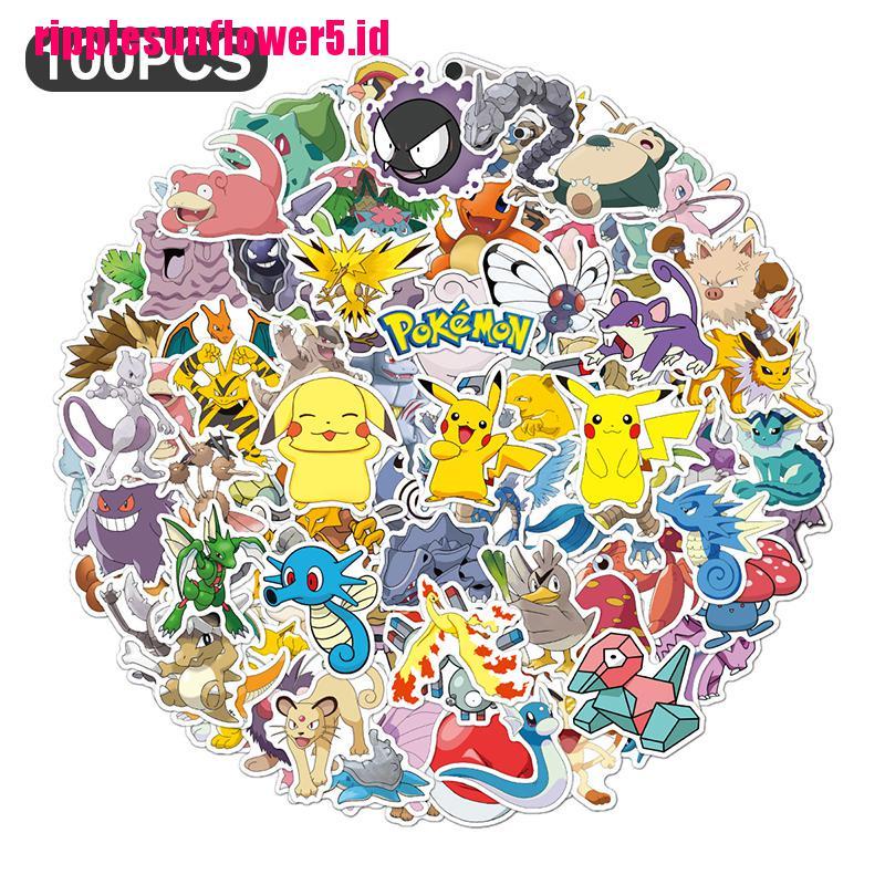 100pcs Stiker Kartun Pokemon Pikachu Untuk Skuter