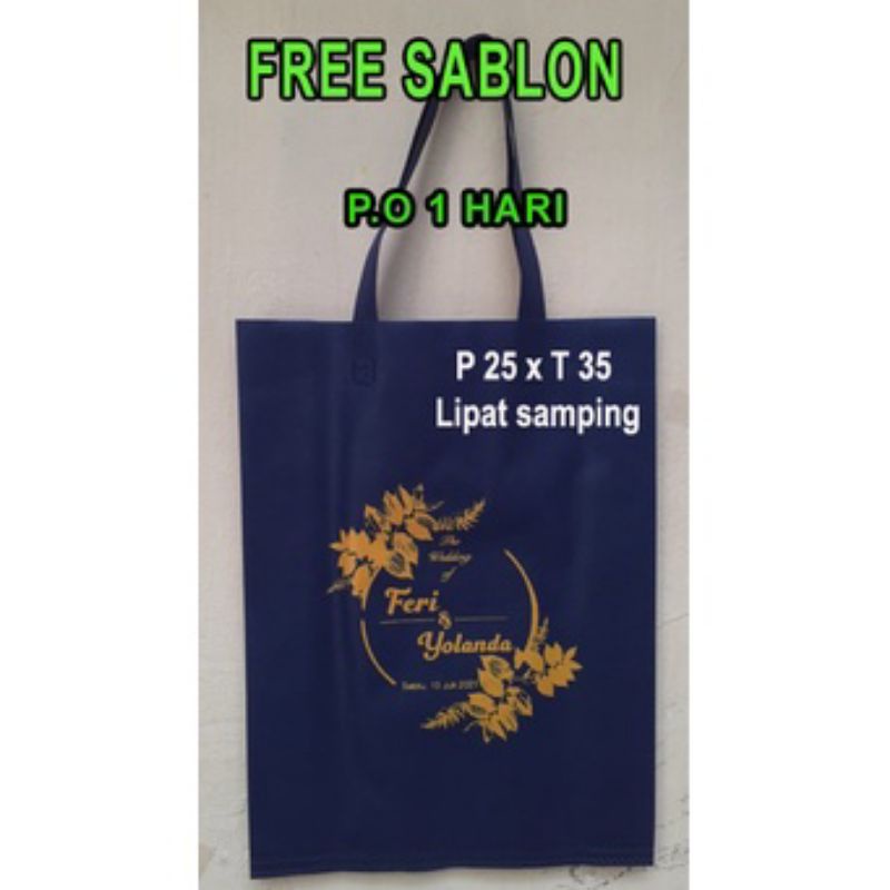 Tas Spunbon 25×35×10 sablon custom / tas mengenang  / tahlilan /haol/tasakuran/wedyng/khitanan/snaek