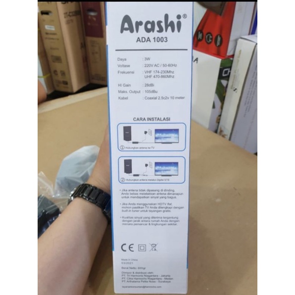 Antena TV Digital ARASHI ADA 1003 - Garansi 1 Tahun -  Free Kabel 10 Meter