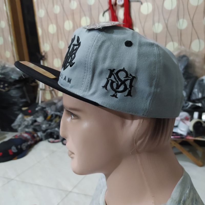 Topi Snapback metal distro pria Bordir Serigala malam