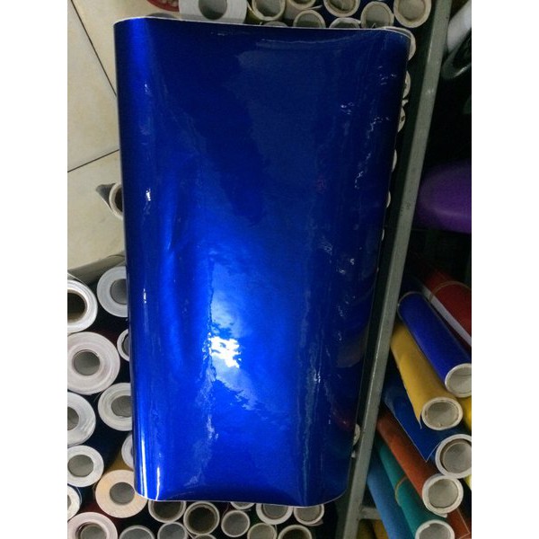 Stiker Skotlet Biru Metalic mengkilap