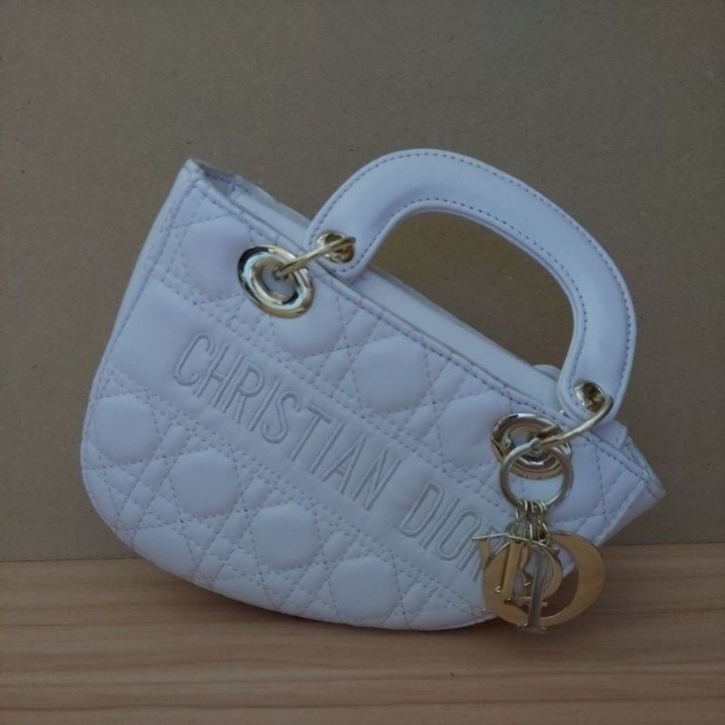 [PRELOVED]  tas christian dior asimetris putih tas jinjing top handle bag mini elegan