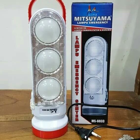 cod Lampu Emergency + Senter 1 Watt Cahaya Putih Kuning Mitsuyama MS-6033