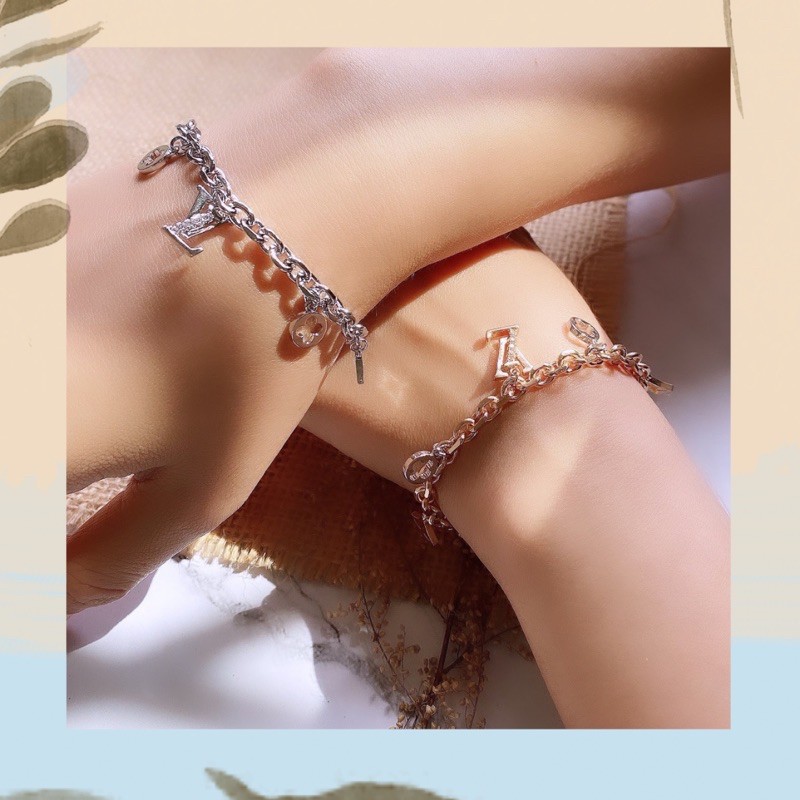 Gelang lv kode 0260 bronze replika berlian lapis emas