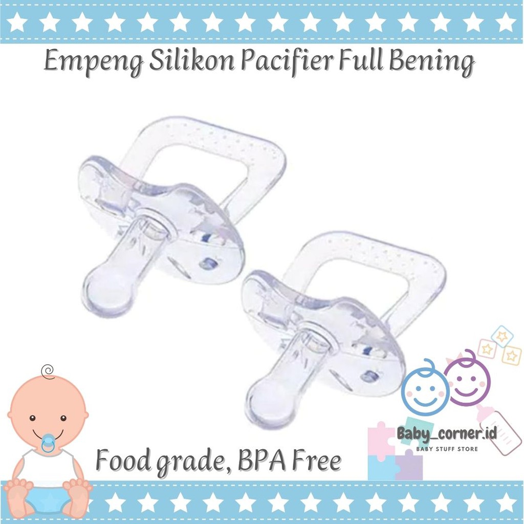 Dot Empeng Silikon Pacifier Full Bening Gepeng Bulat Aman Untuk Anak Bahan Tebal