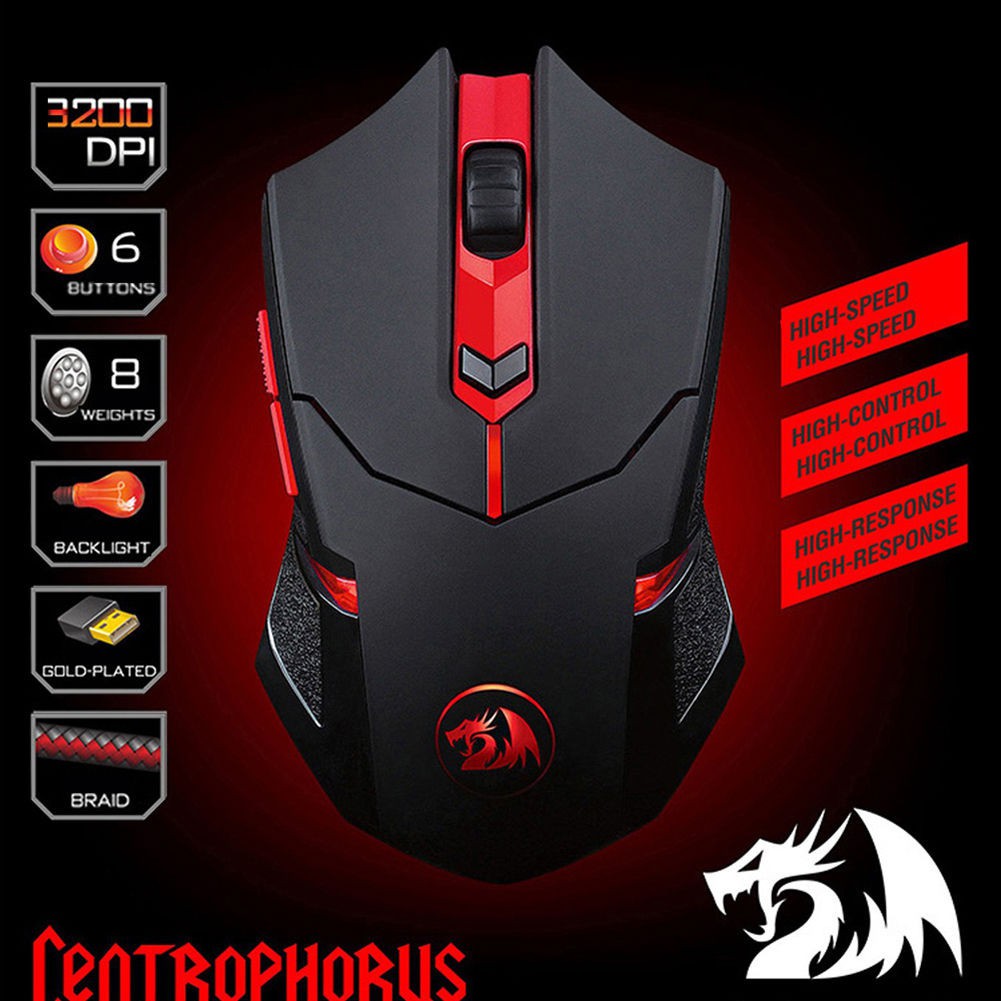 Redragon M601 3200 DPI Gaming Mouse Mice 6 Buttons Adjustable Weight