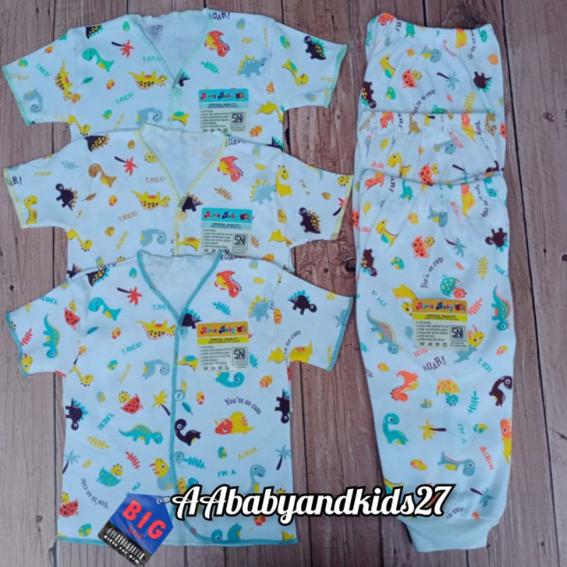 DAPAT 3STEL!!!AIRIN Setelan Bayi CPR Baju Bayi Lengan Pendek Celana Panjang Usia Newborn SNI