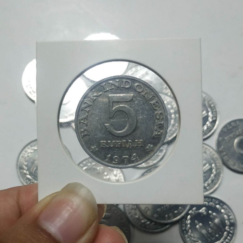 Uang kuno koin 5 rupiah kb besar tahun 1974 untuk bahan mahar nikah 20 rupiah 2020 rupiah
