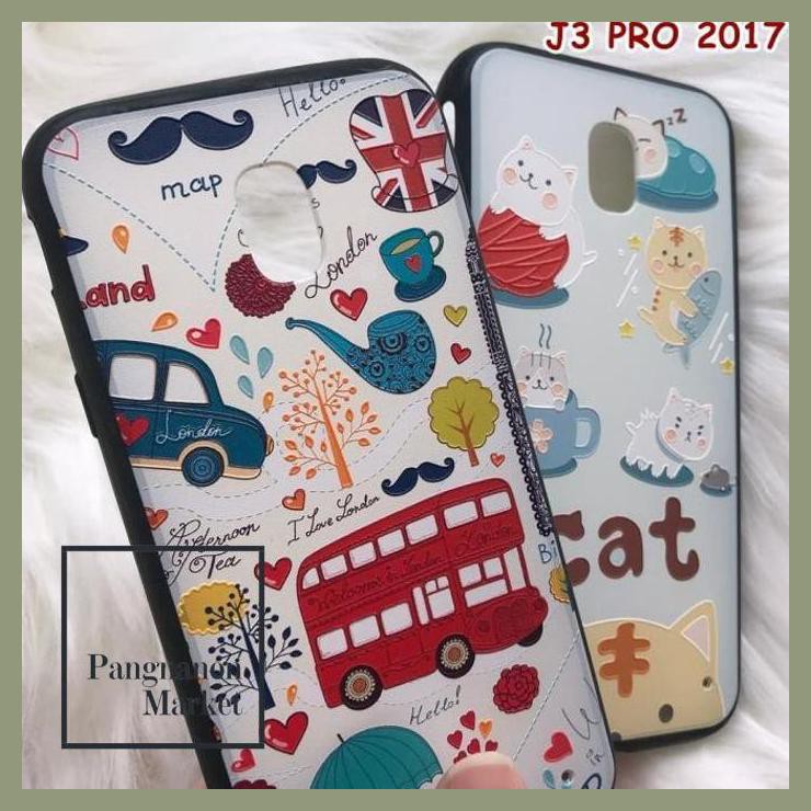For Samsung J3 (2016), J3 Pro (2017) -London Cat 3D Relief Case Casing