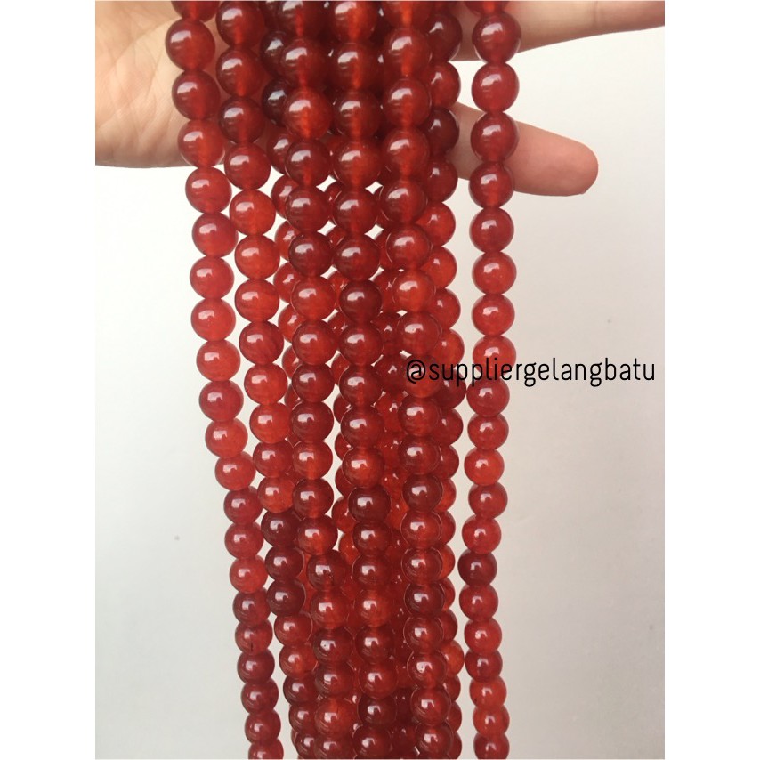 Red Agate manau merah red garnet natural glossy stone 10mm bahan gelang kalung