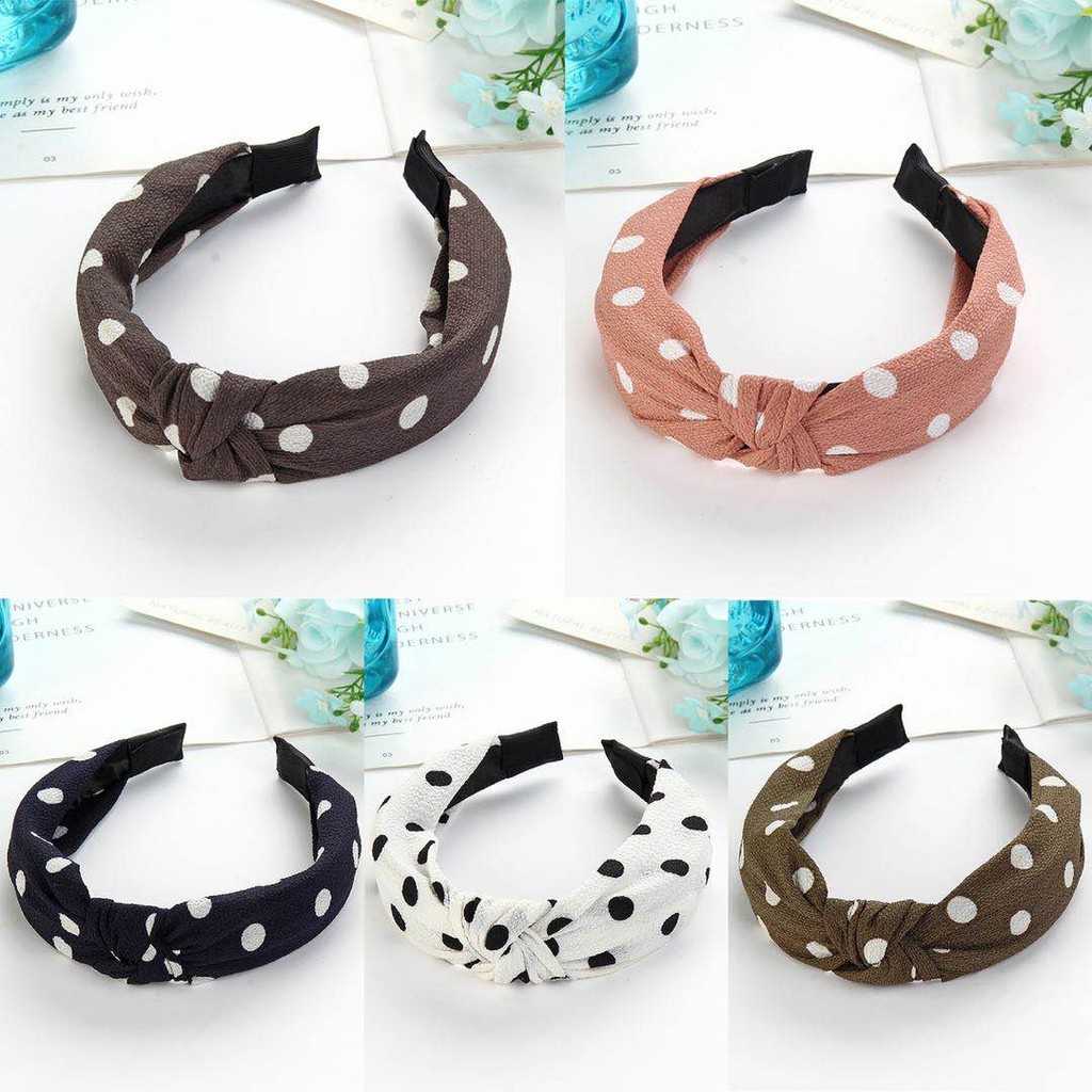 ✅COD Bando Wanita Motif Polkadot Aksesoris Rambut Bando Kain Dewasa Motif Polkadot Untuk Wanita