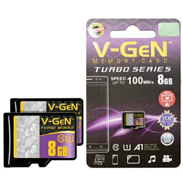 V-GEN Micro SD Vgen 8GB Class 10 TURBO SERIES Memory Card Original