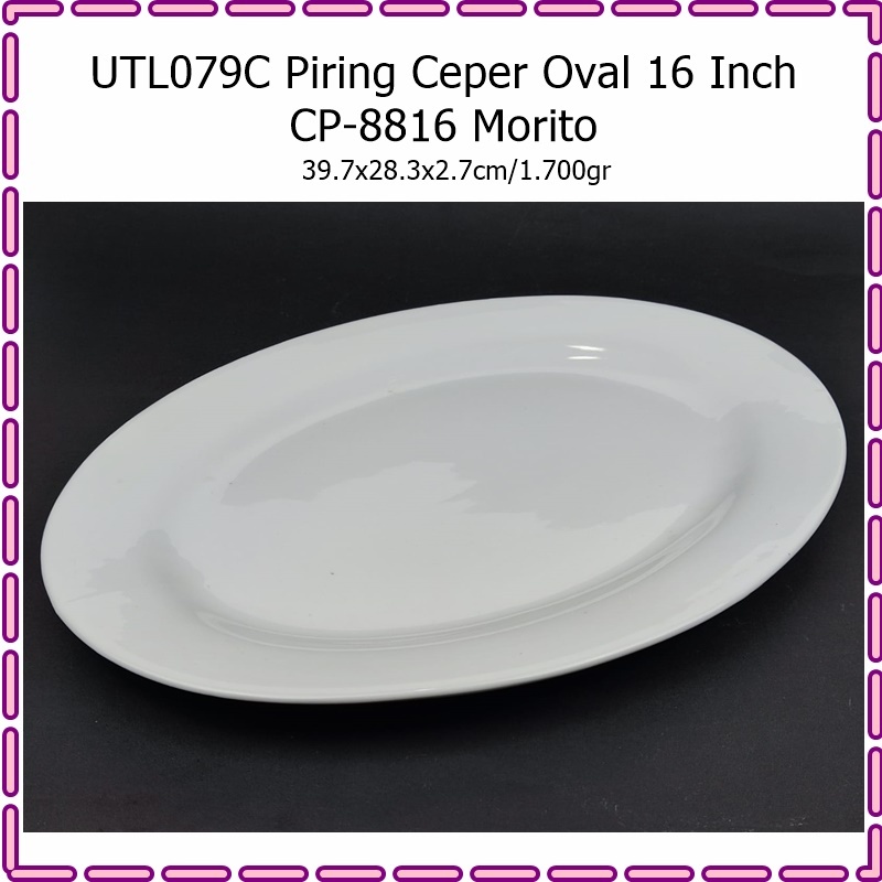 [Set 3pcs] UTL079D Piring Keramik Oval Polos Morito12/14/16 Inch