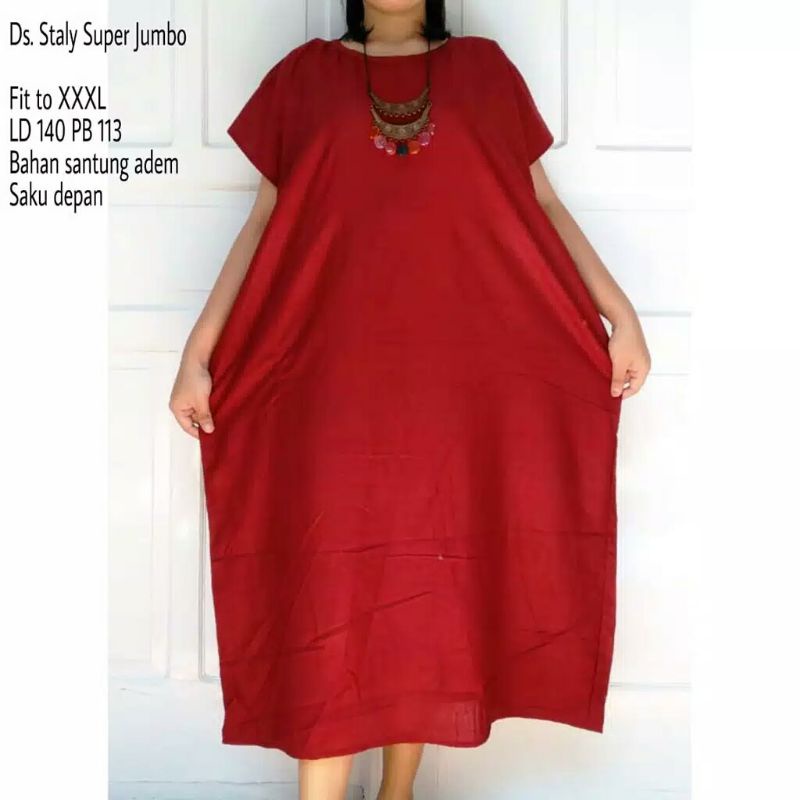 DASTER STALY JUMBO MURAH XXL LD140 RAYON DASTER STALY POLOS SUPER JUMBO BAJU TIDUR BIG SIZE DRRSS