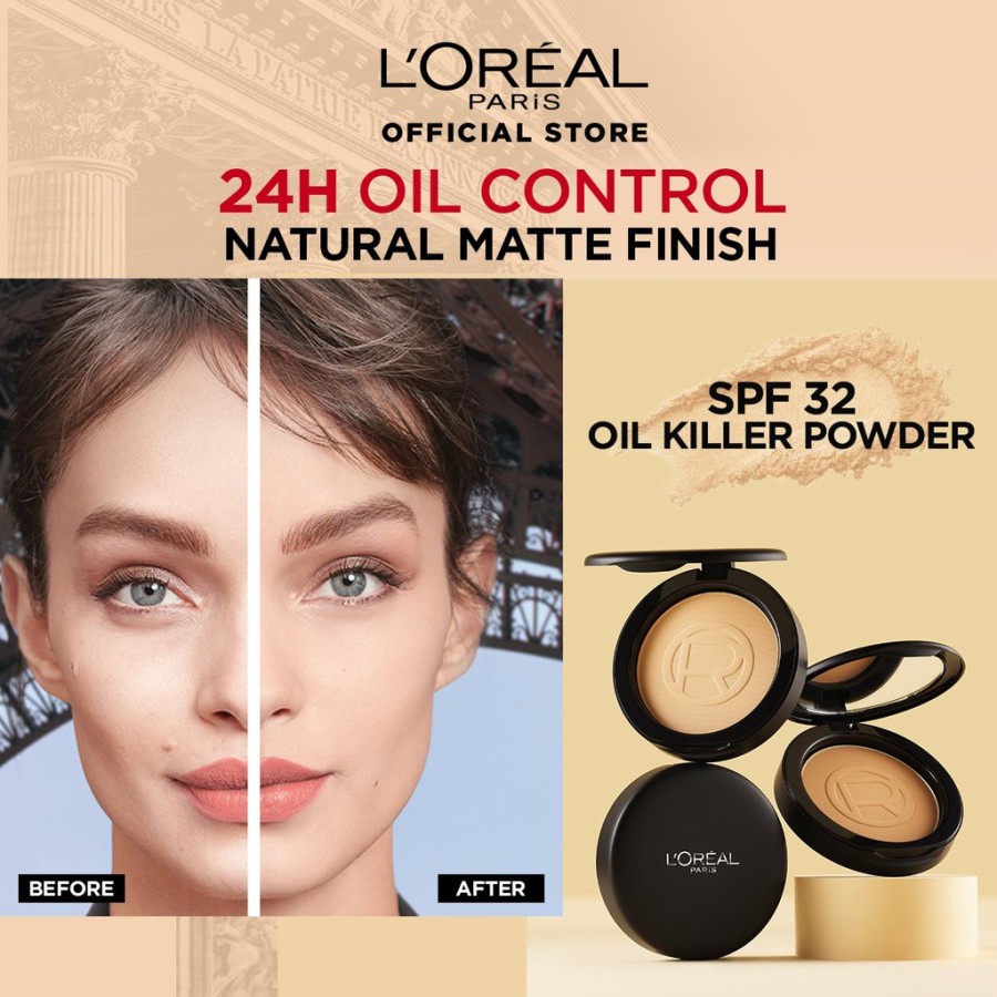 ★ BB ★ L’Oreal Paris Infallible Oil Killer High Coverage Powder (Natural Matte &amp; 24 Jam Oil Control) - LOREAL Lasting Powder