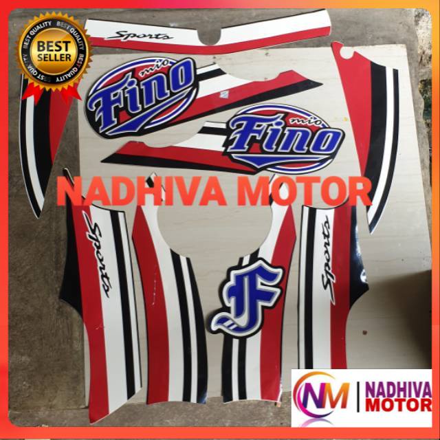 Striping stiker lis body yamaha fino karbu 2013 hitam corak merah