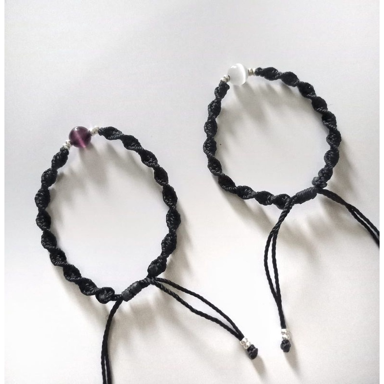 Gelang tali couple batu alam asli natural stone kekinian murah (Cat Eye)