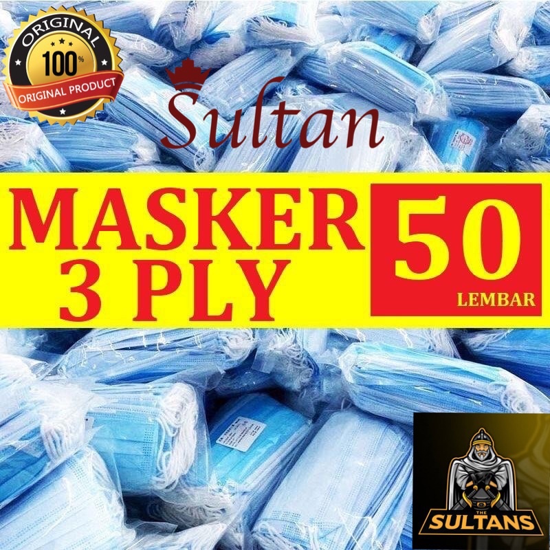 PROMO SULTAN MASKER 3PLY BIRU ORIGINAL ISI 50PCS NONBOX